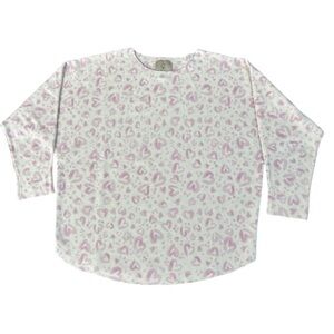 Sioni Pink Heart Leopard Print Lightweight Knit Top Medium